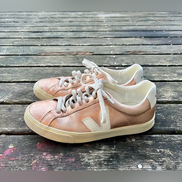 Anthropologie VEJA Rose Gold Metallic Esplar Sneakers - Picture 8 of 12